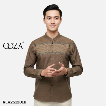 Odza Classic Baju Koko Pria Lengan Panjang Kemeja Muslim Kerah Shanghai Regular Afa Series Cocok untuk Ibadah dan Acara Resmi