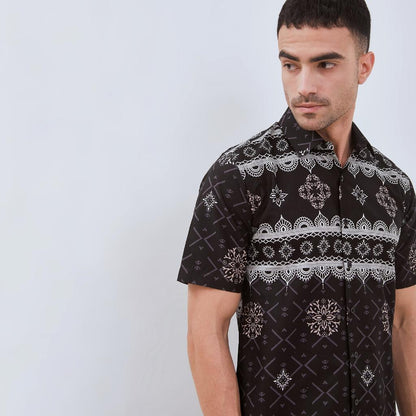 ODZA Classic Kemeja Batik Pria Lengan Pendek Slim Fit Regular Jumbo Kasual Modern Cretaria Bahan Katun Nyaman Motif Elegan