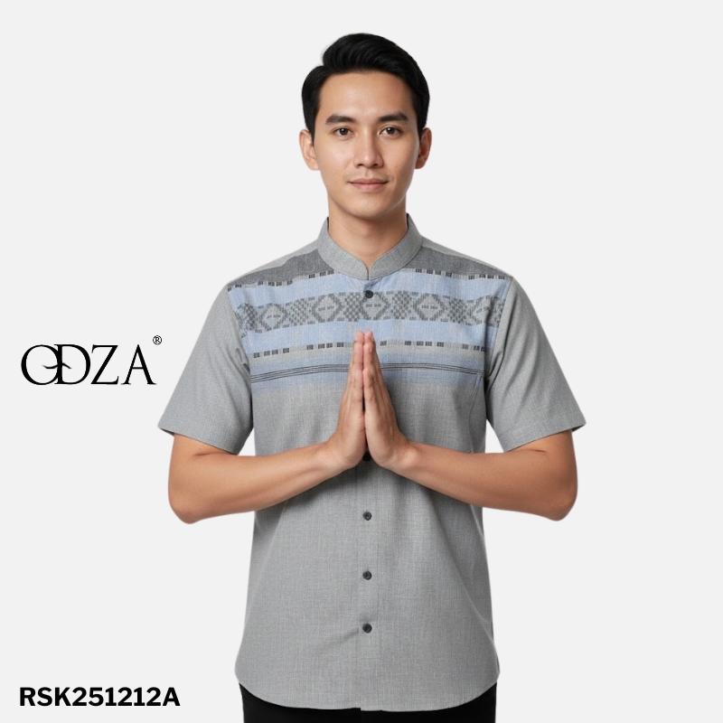 Odza Baju Koko Lengan Pendek Pria Dewasa Kemeja Kerah Mandarin Katun Import Model Terbaru Fahimka Cream