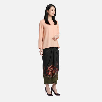 Odza Rok Lilit Batik Wanita Panjang Allsize Bawahan Kebaya Kondangan Wisuda Cassandra Navy Hitam