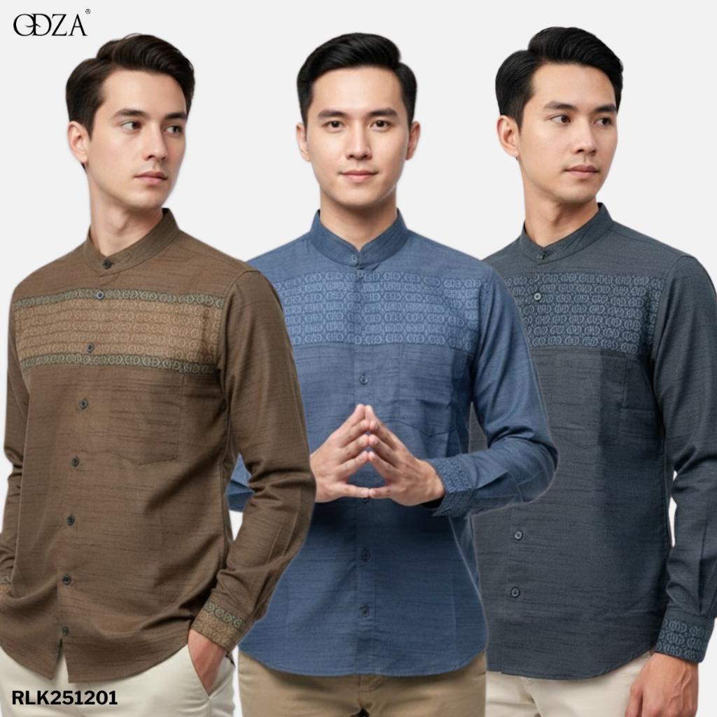 Odza Classic Baju Koko Pria Lengan Panjang Kemeja Muslim Kerah Shanghai Regular Afa Series Cocok untuk Ibadah dan Acara Resmi