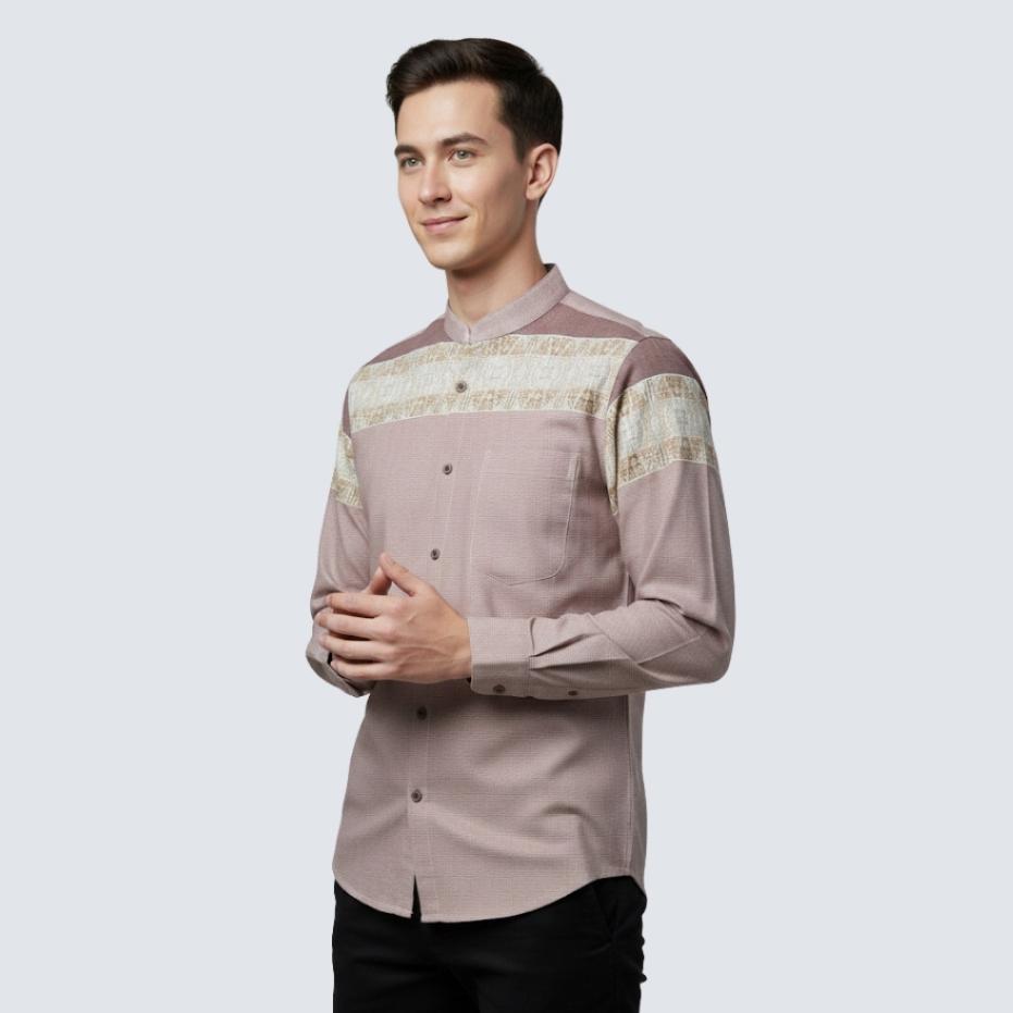 Odza Baju Koko Pria Lengan Panjang Kemeja Muslim Regular Fit Modern Aroka Hijau Tosca