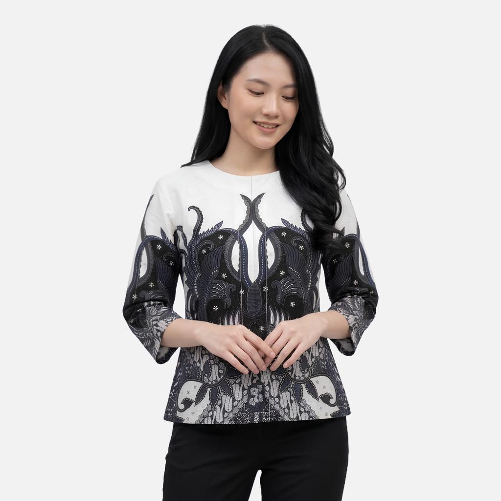 Odza Batik Couple Set Kemeja Pria Slim Fit Blouse Wanita Lengan Panjang 7/8 Katun Premium Kondangan Saktora