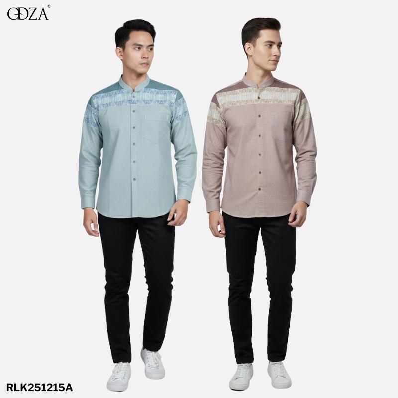 Odza Baju Koko Pria Lengan Panjang Kemeja Muslim Regular Fit Modern Aroka Hijau Tosca