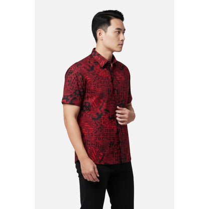Odza Atasan Batik Couple Lengan Pendek Luaran Vest Rompi Set Baju Outer Pria Wanita Allsize Parama Merah Maroon Natal Imlek Sincia