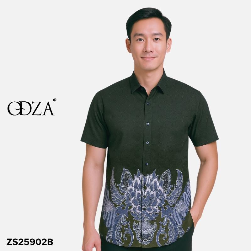 Odza Batik Couple Keluarga Kemeja Hem Pria Baju Lengan Pendek Outer Rompi Vest Pasangan Motif Hijau Jumbo Widyanata