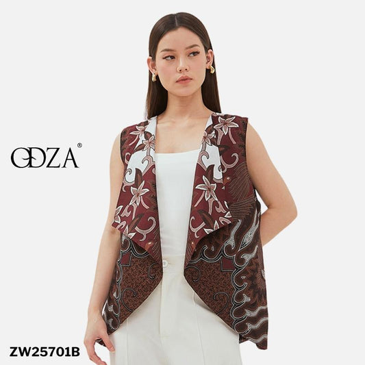 Odza Baju Couple Pria Wanita Kemeja Batik Rompi Outer Lengan Pendek Outfit Pesta Seragam Kasual Sadajiwa