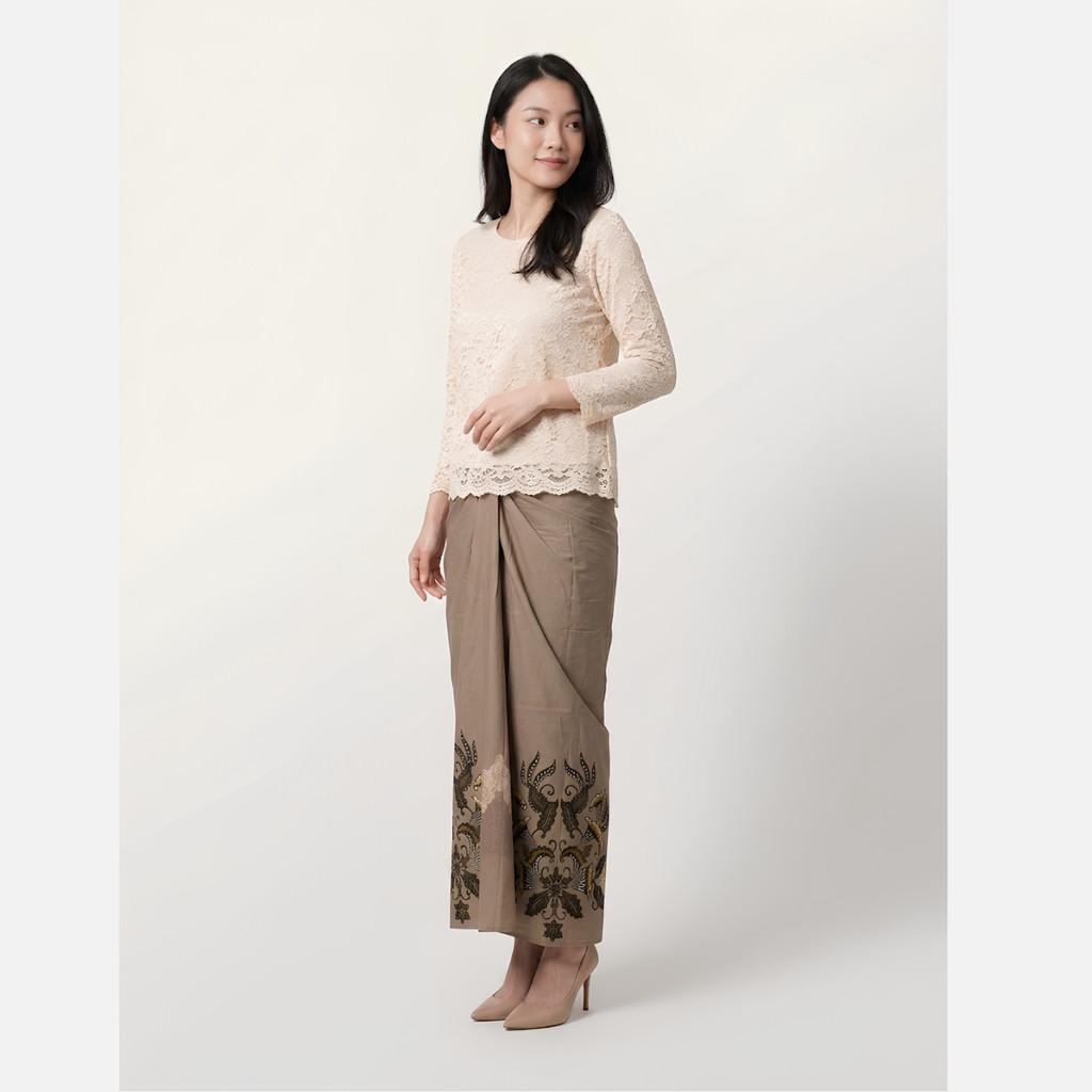 Odza Rok Lilit Batik Wanita Panjang Allsize Bawahan Kebaya Kondangan Wisuda Cleopatra Sage Coklat