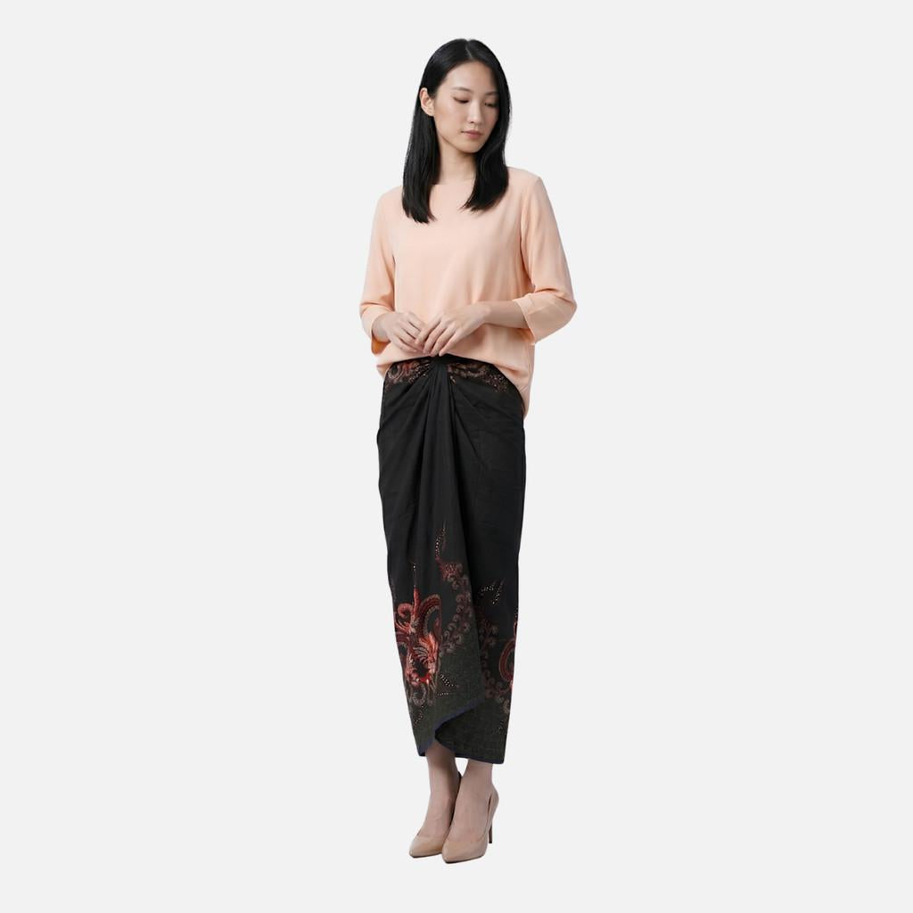 Odza Rok Lilit Batik Wanita Panjang Allsize Bawahan Kebaya Kondangan Wisuda Cassandra Navy Hitam