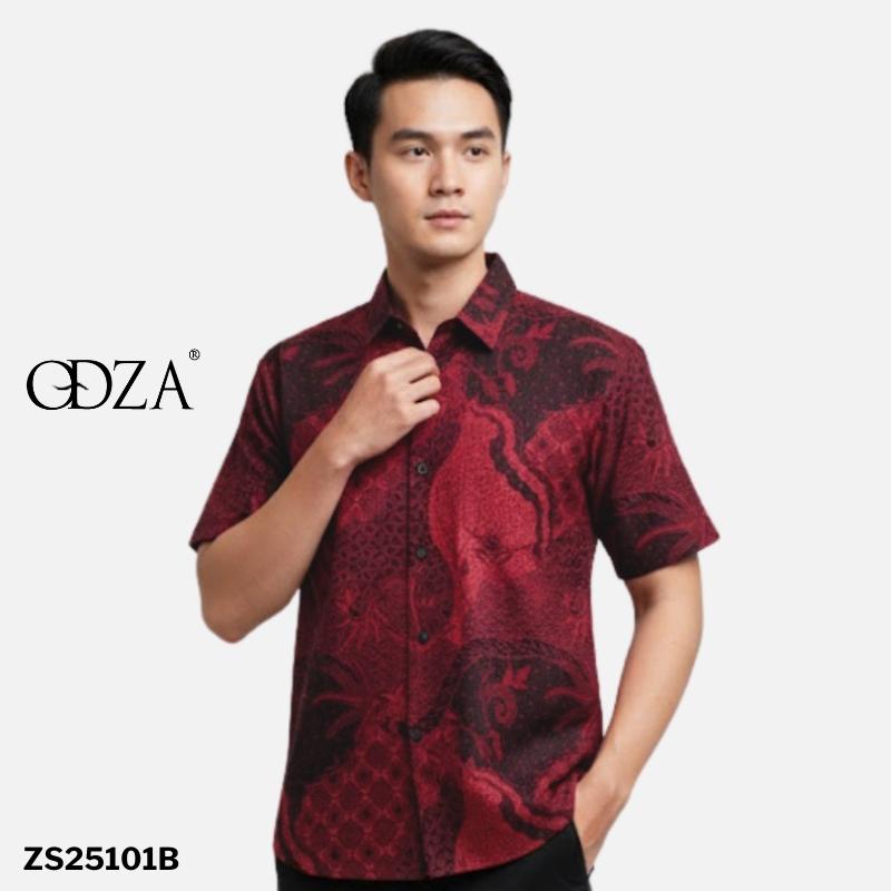 Odza Atasan Batik Couple Lengan Pendek Luaran Vest Rompi Set Baju Outer Pria Wanita Allsize Parama Merah Maroon Natal Imlek Sincia