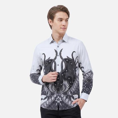 Odza Batik Couple Set Kemeja Pria Slim Fit Blouse Wanita Lengan Panjang 7/8 Katun Premium Kondangan Saktora