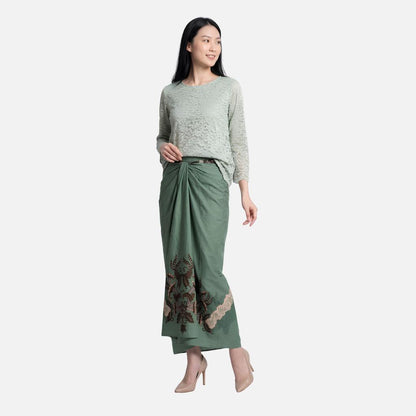 Odza Rok Lilit Batik Wanita Panjang Allsize Bawahan Kebaya Kondangan Wisuda Cleopatra Sage Coklat