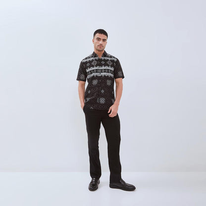 ODZA Classic Kemeja Batik Pria Lengan Pendek Slim Fit Regular Jumbo Kasual Modern Cretaria Bahan Katun Nyaman Motif Elegan