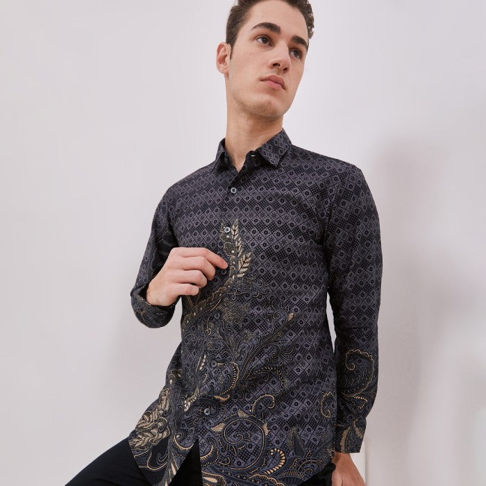 Odza Kemeja Batik Pria Lengan Panjang Slimfit Cotton Printing Decaddi