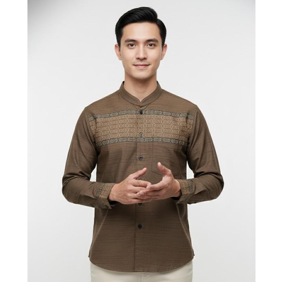 Odza Classic Baju Koko Pria Lengan Panjang Kemeja Muslim Kerah Shanghai Regular Afa Series Cocok untuk Ibadah dan Acara Resmi
