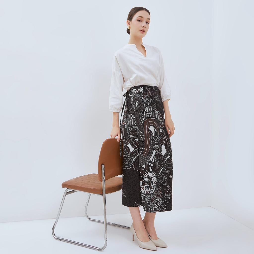 ODZACLASSIC Odza Set Seragam Kemeja Rok Couple Batik Pria Wanita Lengan Panjang Rok Lilit Kebaya Aswin Baju Batik Pasangan Slim Fit Kain Katun Printing 40s Motif Unik Orisinal