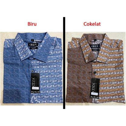 Odza Kemeja Pria Baju Batik Slimfit Lengan Pendek Sogan Hem Pria Katun Premium Darja