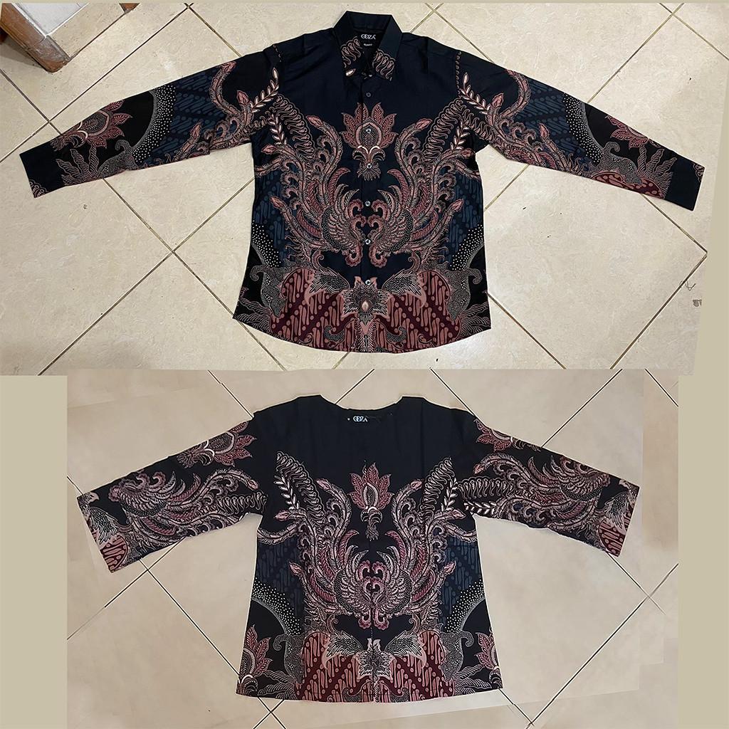 Odza Batik Couple Set Kemeja Pria Blouse Wanita Lengan Panjang 7/8 Katun Premium Kondangan Spatia Hitam Maroon
