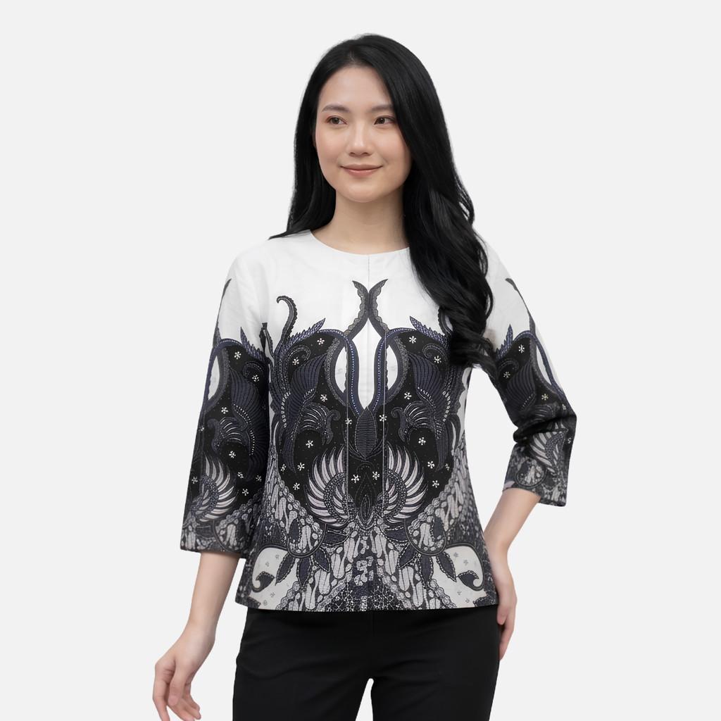 Odza Batik Couple Set Kemeja Pria Slim Fit Blouse Wanita Lengan Panjang 7/8 Katun Premium Kondangan Saktora