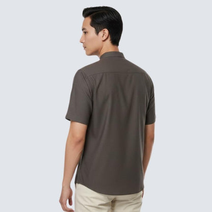 Odza Baju Koko Pria Lengan Pendek Regular Fit Jumbo Abizar Cokelat