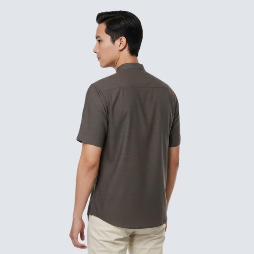 Odza Baju Koko Pria Lengan Pendek Regular Fit Jumbo Abizar Cokelat