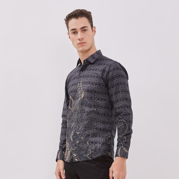 Odza Kemeja Batik Pria Lengan Panjang Slimfit Cotton Printing Decaddi