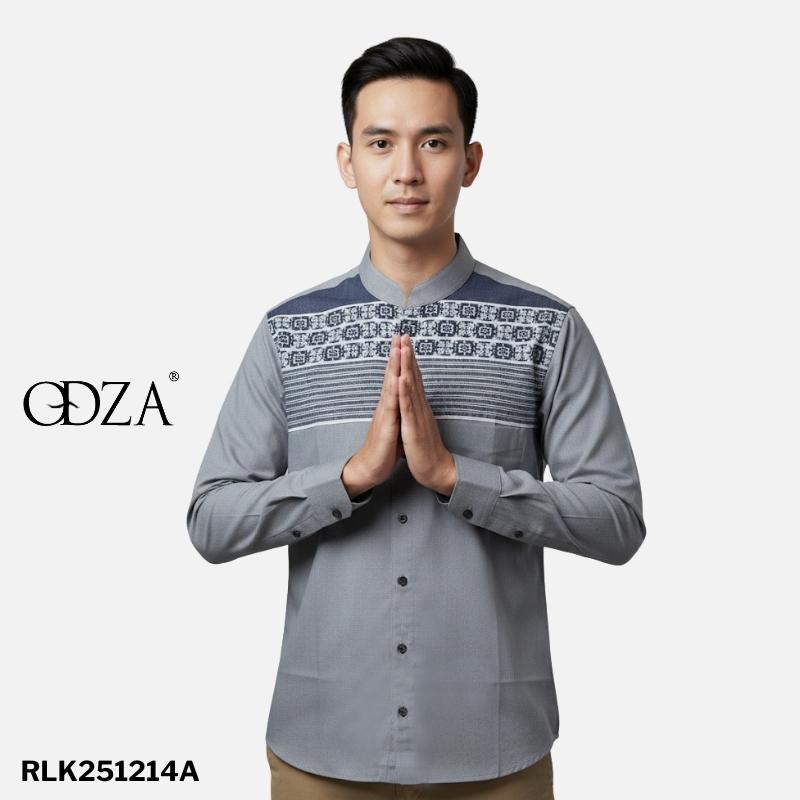 Odza Baju Koko Lengan Panjang Pria Jumbo Kemeja Muslim Big Size Modern Regular Fit Gravia Abu-abu Dusty Pink
