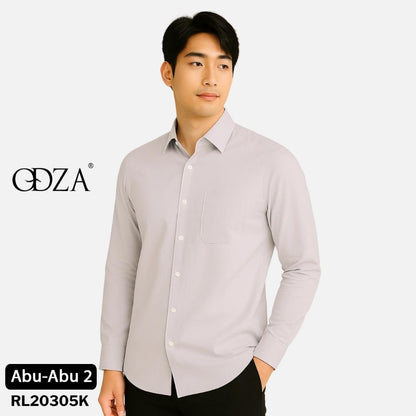 Odza Kemeja Polos Pria Lengan Panjang Slim Fit Regular Abu Muda