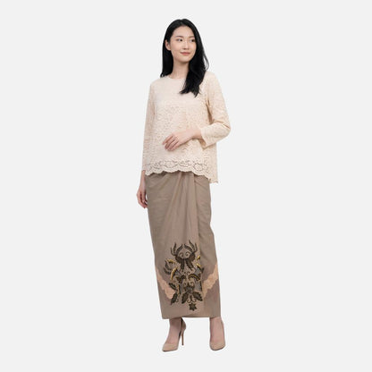 Odza Rok Lilit Batik Wanita Panjang Allsize Bawahan Kebaya Kondangan Wisuda Cleopatra Sage Coklat