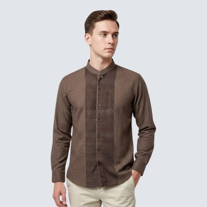 Odza Baju Kemeja Koko Pria Lengan Panjang Regular Fit Modern Askarita Biru Tua