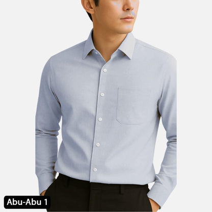 Odza Kemeja Polos Pria Lengan Panjang Slim Fit Regular Abu Muda