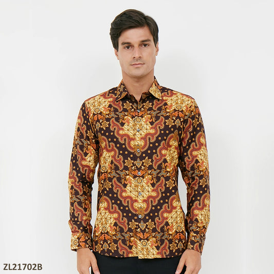 Odza Classic Kemeja Batik Muslim Pria Lengan Panjang Krestina