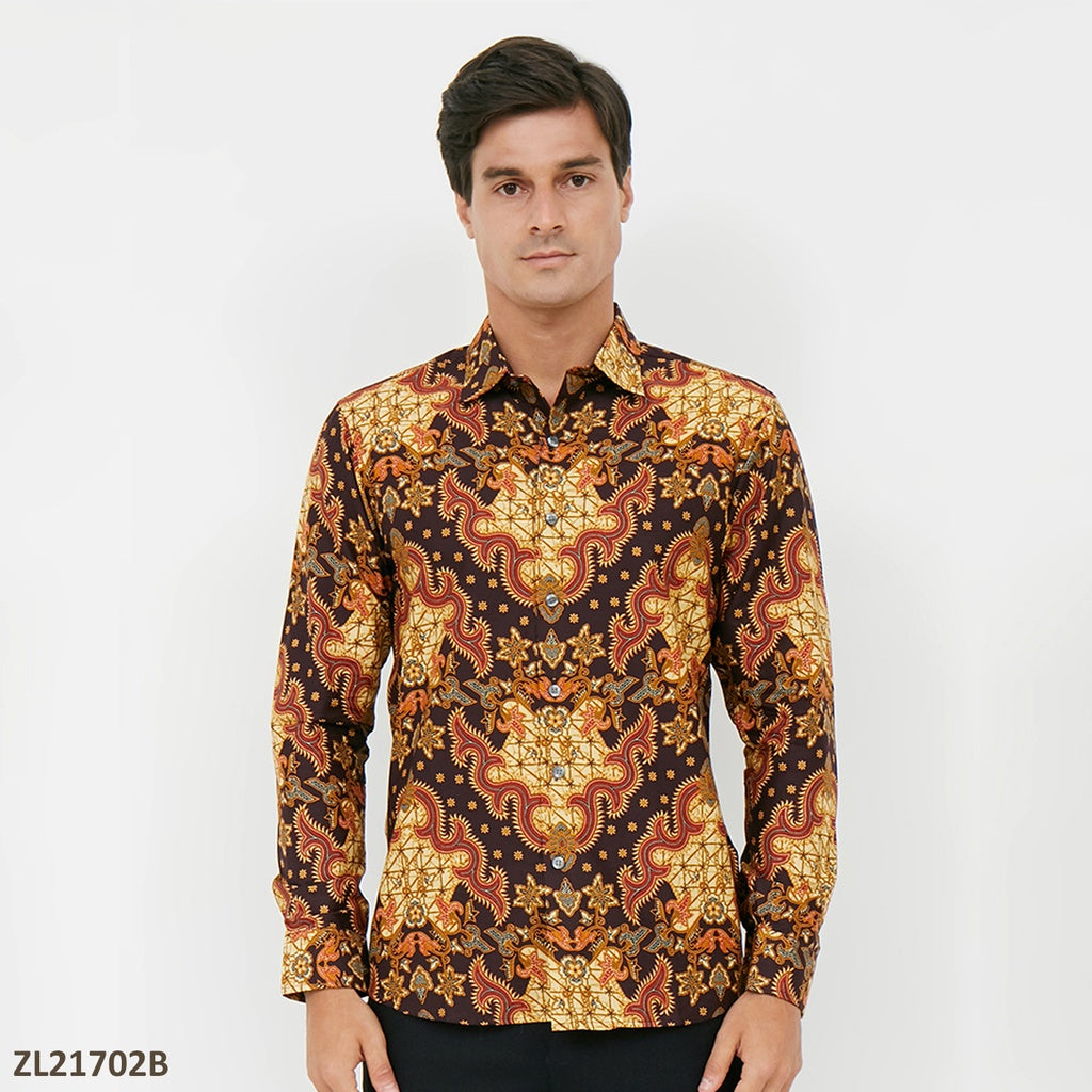 Odza Classic Kemeja Batik Muslim Pria Lengan Panjang Krestina