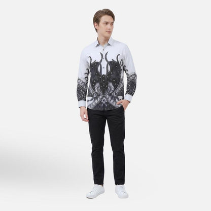Odza Kemeja Batik Pria Slim Fit Lengan Panjang Katun Premium Baju Kerja Kondangan Saktora