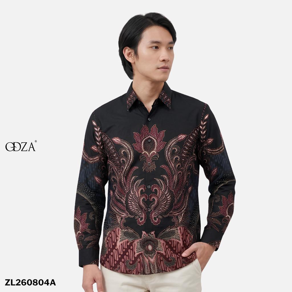 Odza Batik Couple Set Kemeja Pria Blouse Wanita Lengan Panjang 7/8 Katun Premium Kondangan Spatia Hitam Maroon