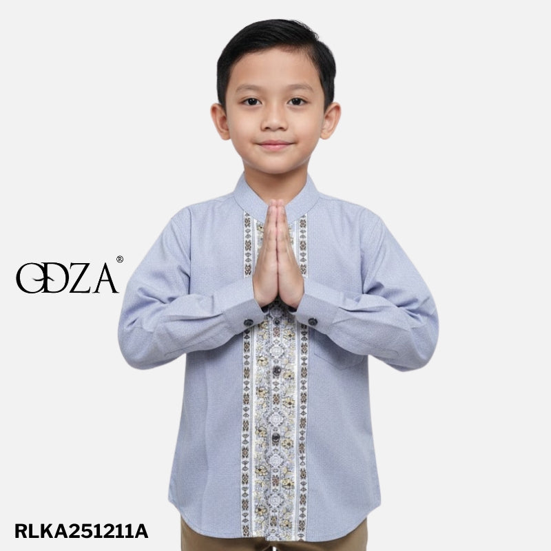 Odza Baju Koko Couple Bapak Anak Lengan Panjang Arabish Abu Tua Kemeja Muslim Ayah Anak Regular Fit Minimalis Bahan Halus Adem