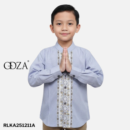 Odza Baju Koko Couple Bapak Anak Lengan Panjang Arabish Abu Tua Kemeja Muslim Ayah Anak Regular Fit Minimalis Bahan Halus Adem