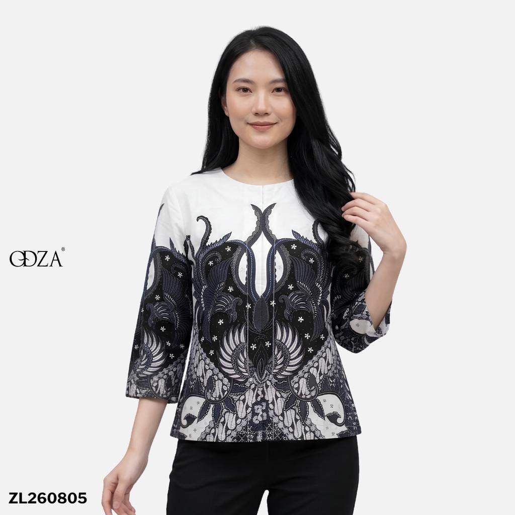Odza Batik Couple Set Kemeja Pria Slim Fit Blouse Wanita Lengan Panjang 7/8 Katun Premium Kondangan Saktora