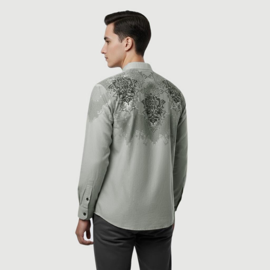 Baju Koko Kombinasi Batik Muslim Lengan Panjang Kerah Shanghai Modern Modern