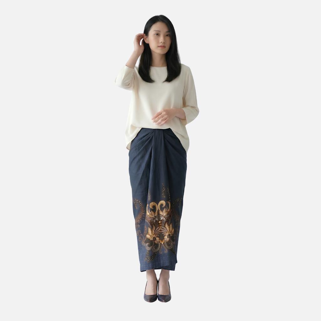 Odza Rok Lilit Batik Wanita Panjang Allsize Bawahan Kebaya Kondangan Wisuda Cassandra Navy Hitam