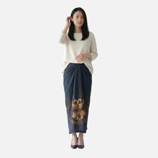 Odza Rok Lilit Batik Wanita Panjang Allsize Bawahan Kebaya Kondangan Wisuda Cassandra Navy Hitam