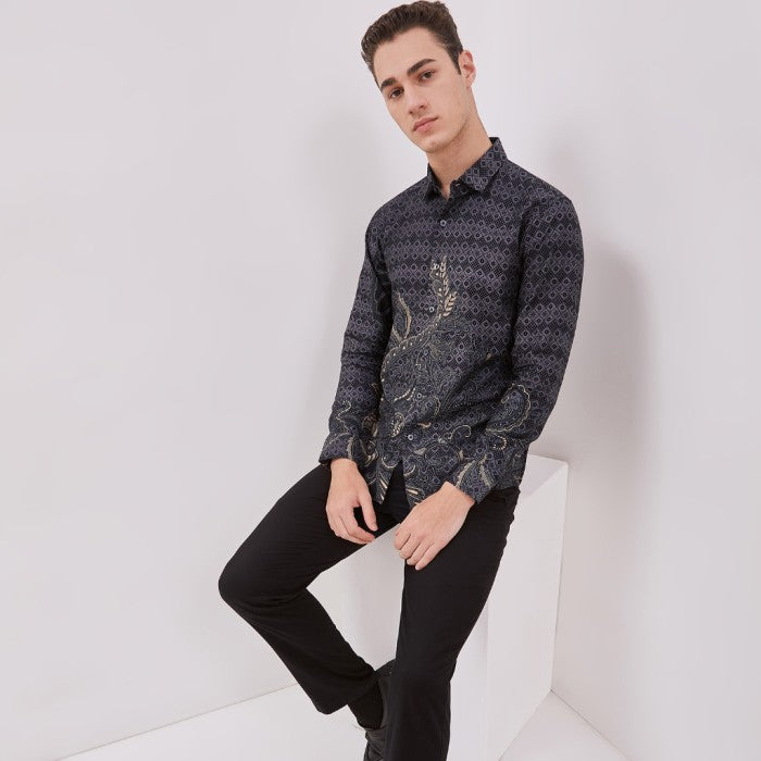 Odza Kemeja Batik Pria Lengan Panjang Slimfit Cotton Printing Decaddi
