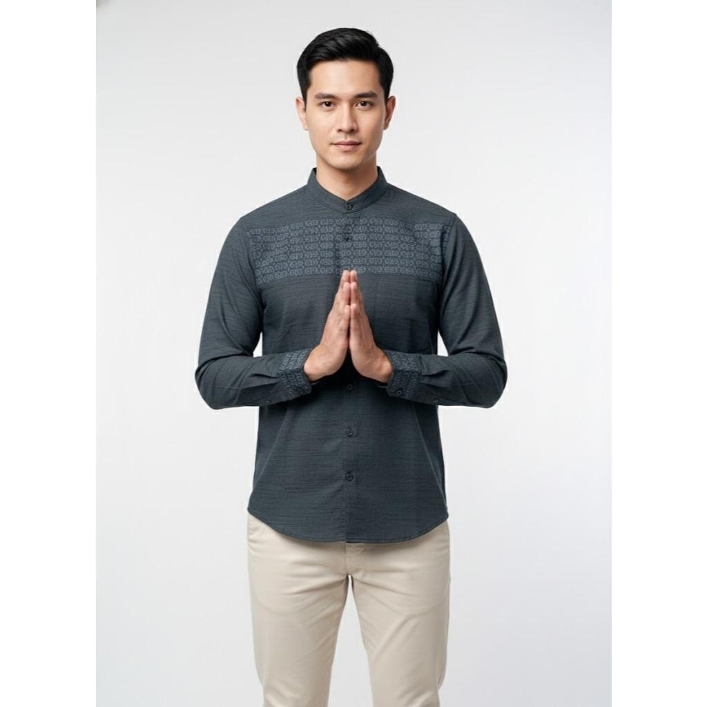 Odza Classic Baju Koko Pria Lengan Panjang Kemeja Muslim Kerah Shanghai Regular Afa Series Cocok untuk Ibadah dan Acara Resmi