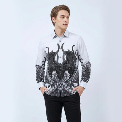 Odza Batik Couple Set Kemeja Pria Slim Fit Blouse Wanita Lengan Panjang 7/8 Katun Premium Kondangan Saktora