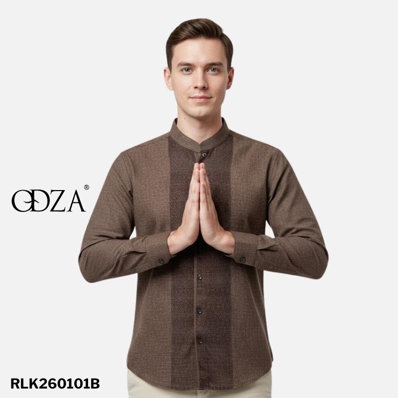 Odza Baju Kemeja Koko Pria Lengan Panjang Regular Fit Modern Askarita Biru Tua