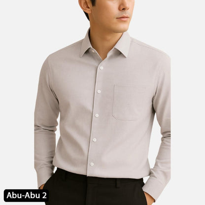 Odza Kemeja Polos Pria Lengan Panjang Slim Fit Regular Abu Muda