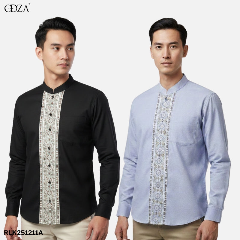 Odza Baju Koko Couple Bapak Anak Lengan Panjang Arabish Abu Tua Kemeja Muslim Ayah Anak Regular Fit Minimalis Bahan Halus Adem