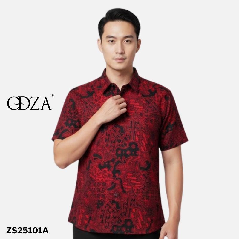 Odza Atasan Batik Couple Lengan Pendek Luaran Vest Rompi Set Baju Outer Pria Wanita Allsize Parama Merah Maroon Natal Imlek Sincia
