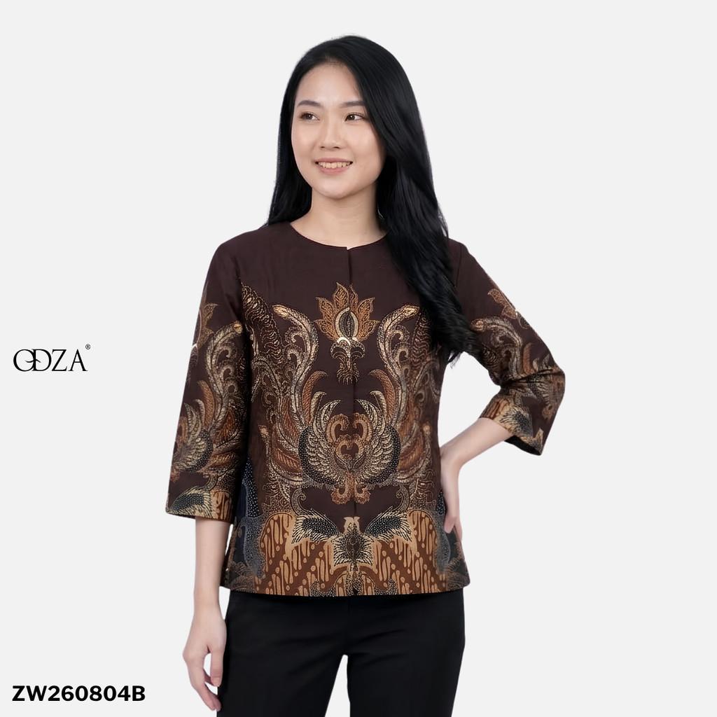 Odza Batik Couple Set Kemeja Pria Blouse Wanita Lengan Panjang 7/8 Katun Premium Kondangan Dakupa Coklat Tua