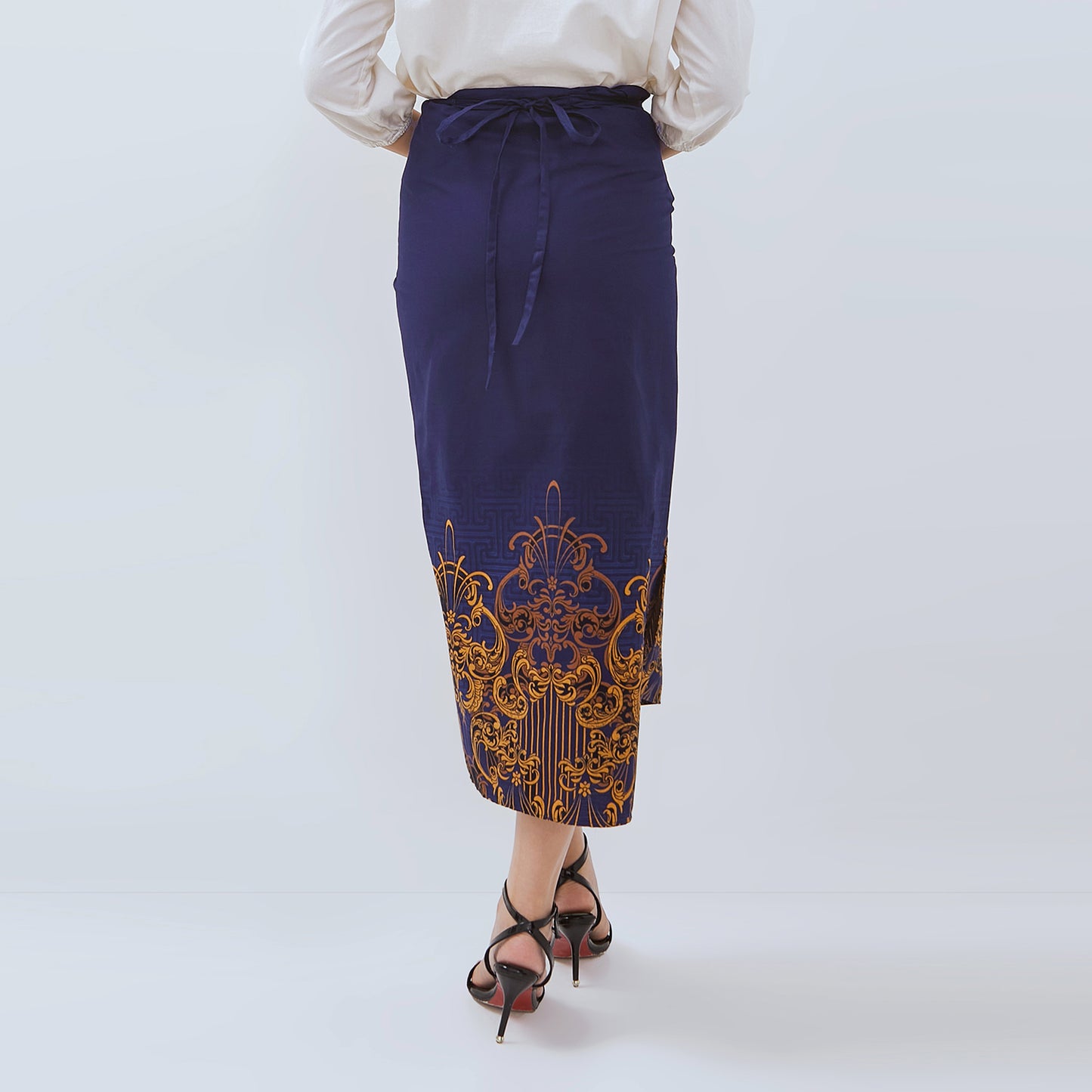 Kemeja Rok Lilit Couple Batik Kebaya Jumputan Pria Wanita Navy Hanusa